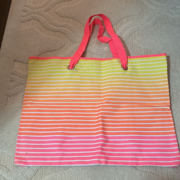 Bright pink, orange, and yellow VS beach bag - Picture 2 of 2